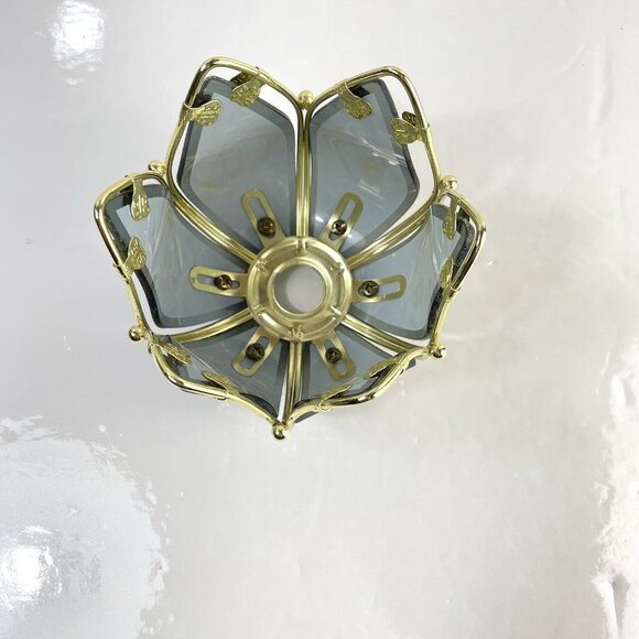 Vtg Lotus Flower Smoked Glass Matte Grey Lamp Shade Replacement Tulip Candle - Picture 2 of 8